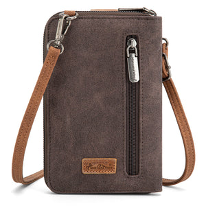 Embroidered Collection Phone Wallet Crossbody  Coffee