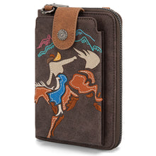 Load image into Gallery viewer, Embroidered Collection Phone Wallet Crossbody  Coffee