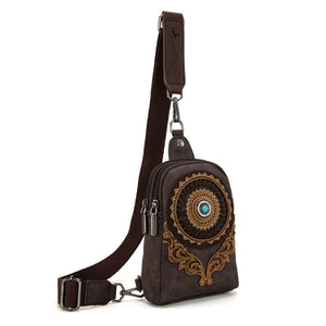 Montana West Concho Embroidered Sling Bag