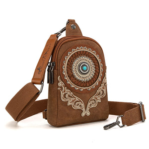 Montana West Concho Embroidered Sling Bag